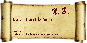 Neth Benjámin névjegykártya